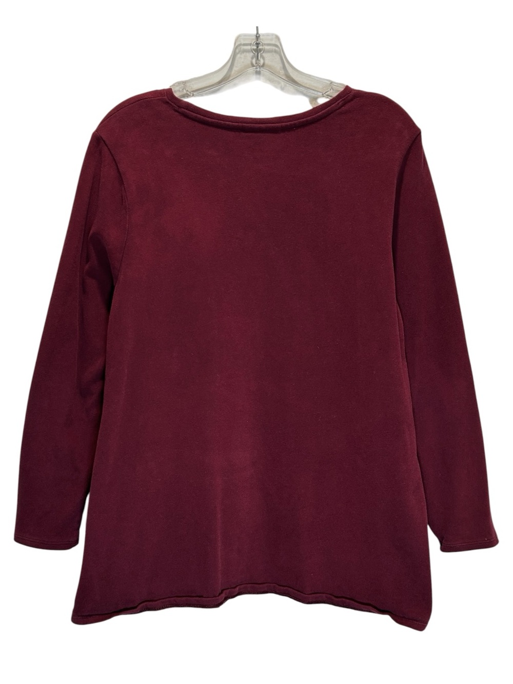 J. Jill Burgundy Long Line Brushed Cotton Knit Tunic, 3/4 Sleeves - Large - Picture 3 of 9